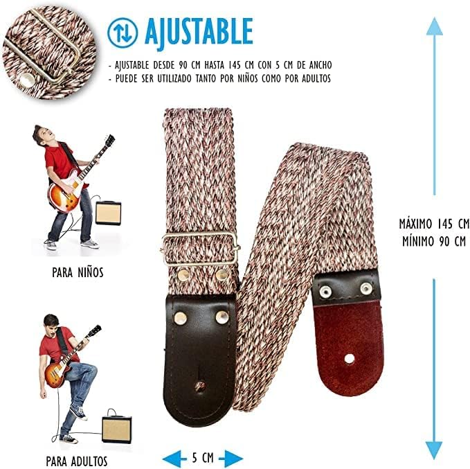 STRAP GUITARRA/BAJO - CINTA ESPINOZETA NATURAL CAFÉ