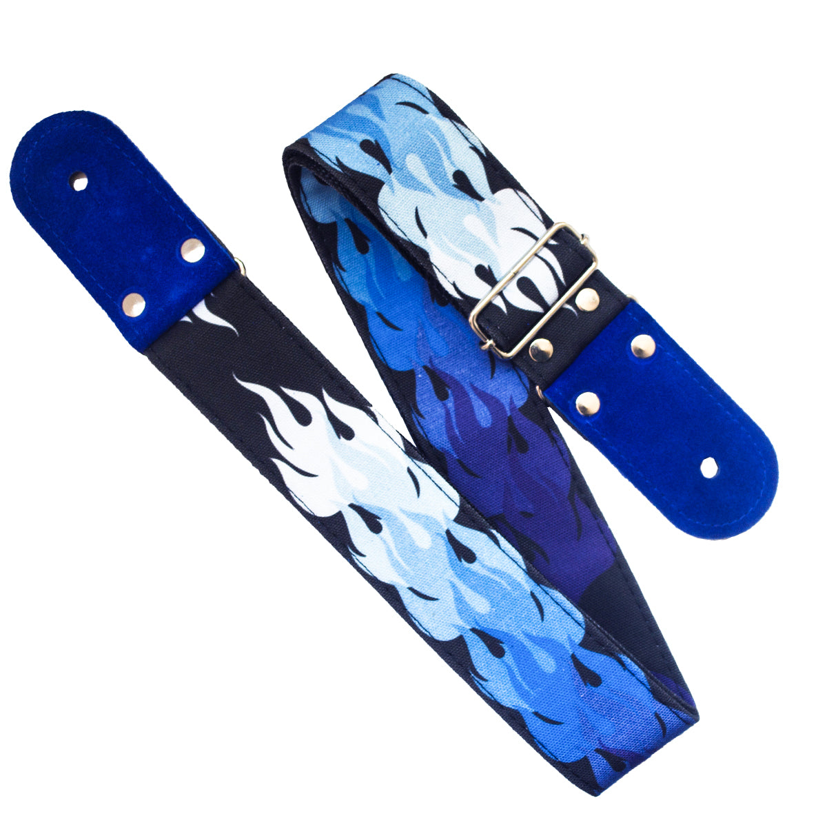 STRAP GUITARRA/BAJO - DISEÑO IMPRESO - STRAP FLAMAS AZUL