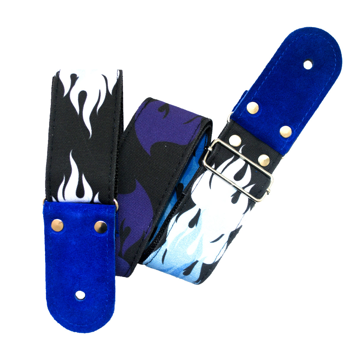 STRAP GUITARRA/BAJO - DISEÑO IMPRESO - STRAP FLAMAS AZUL