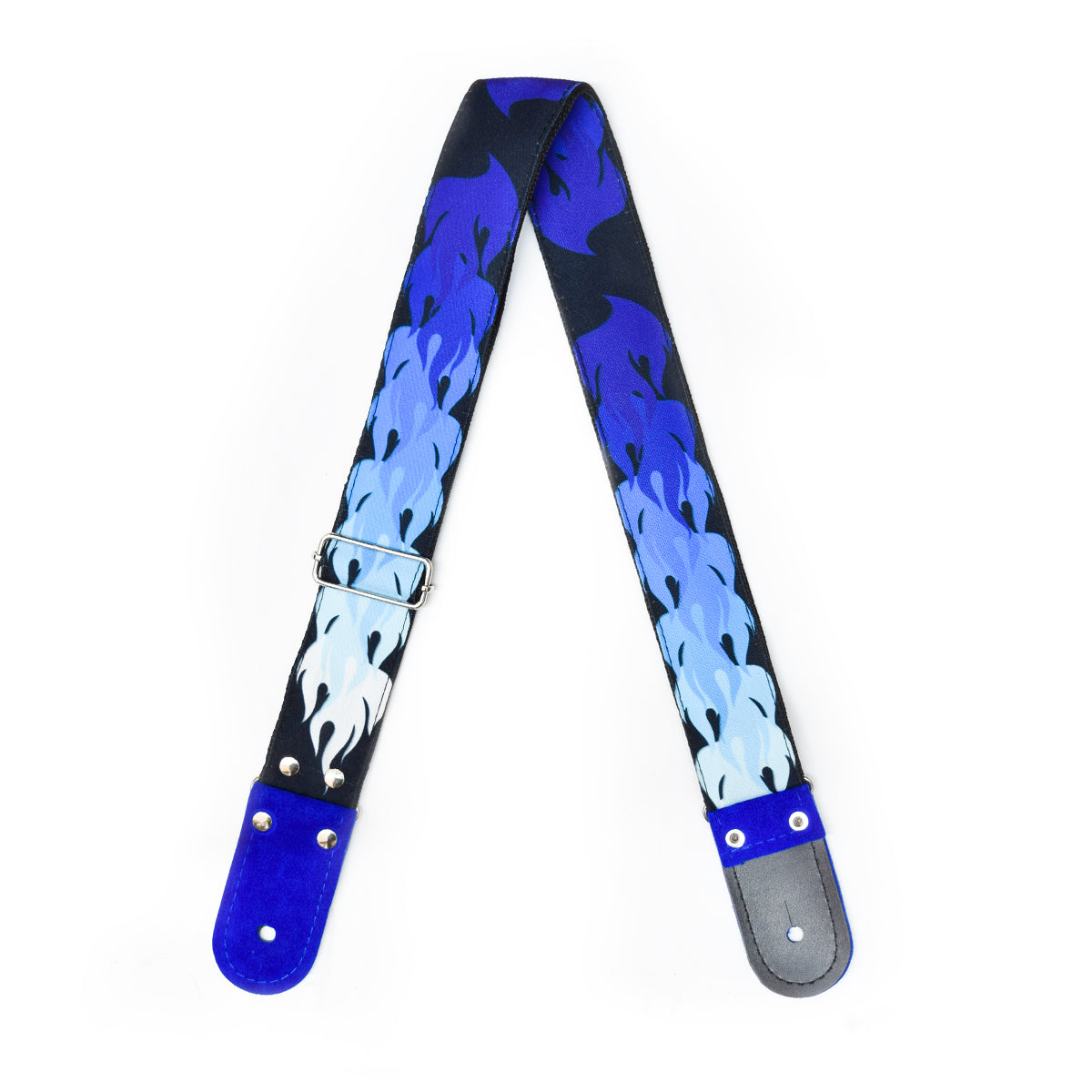 STRAP GUITARRA/BAJO - DISEÑO IMPRESO - STRAP FLAMAS AZUL