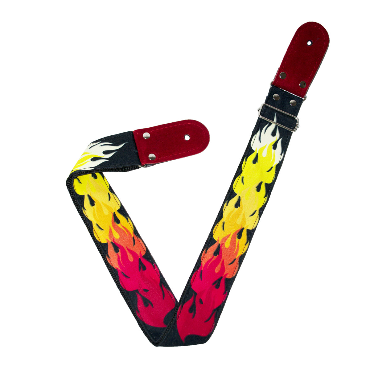 STRAP GUITARRA/BAJO - DISEÑO IMPRESO - STRAP FLAMAS ROJO