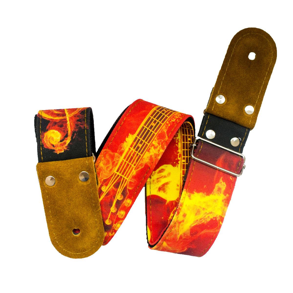 STRAP GUITARRA/BAJO - DISEÑO IMPRESO - STRAP GUITAR ON FIRE