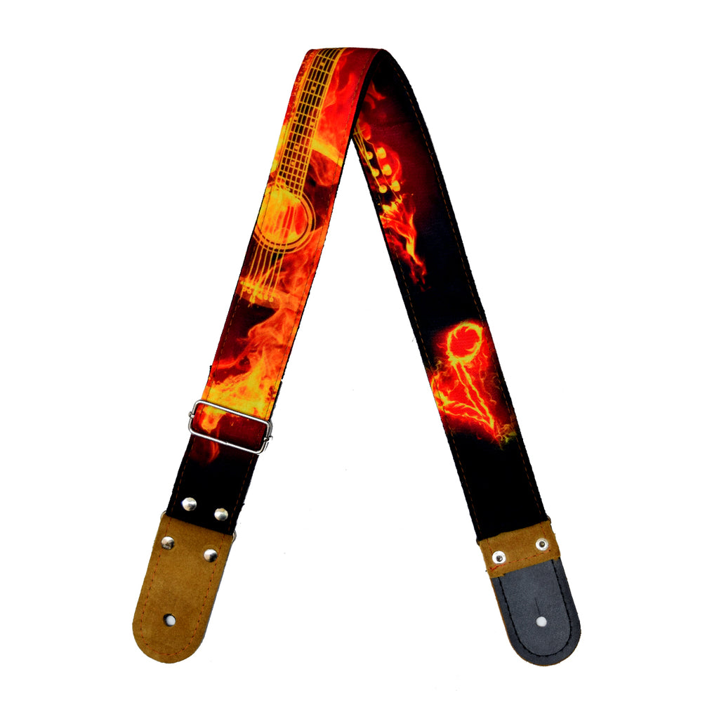 STRAP GUITARRA/BAJO - DISEÑO IMPRESO - STRAP GUITAR ON FIRE