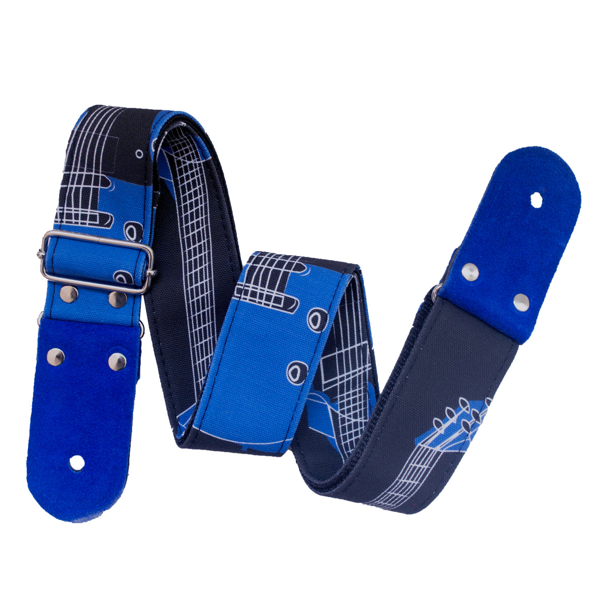 STRAP GUITARRA/BAJO - DISEÑO IMPRESO - STRAP GUITARRA AZUL