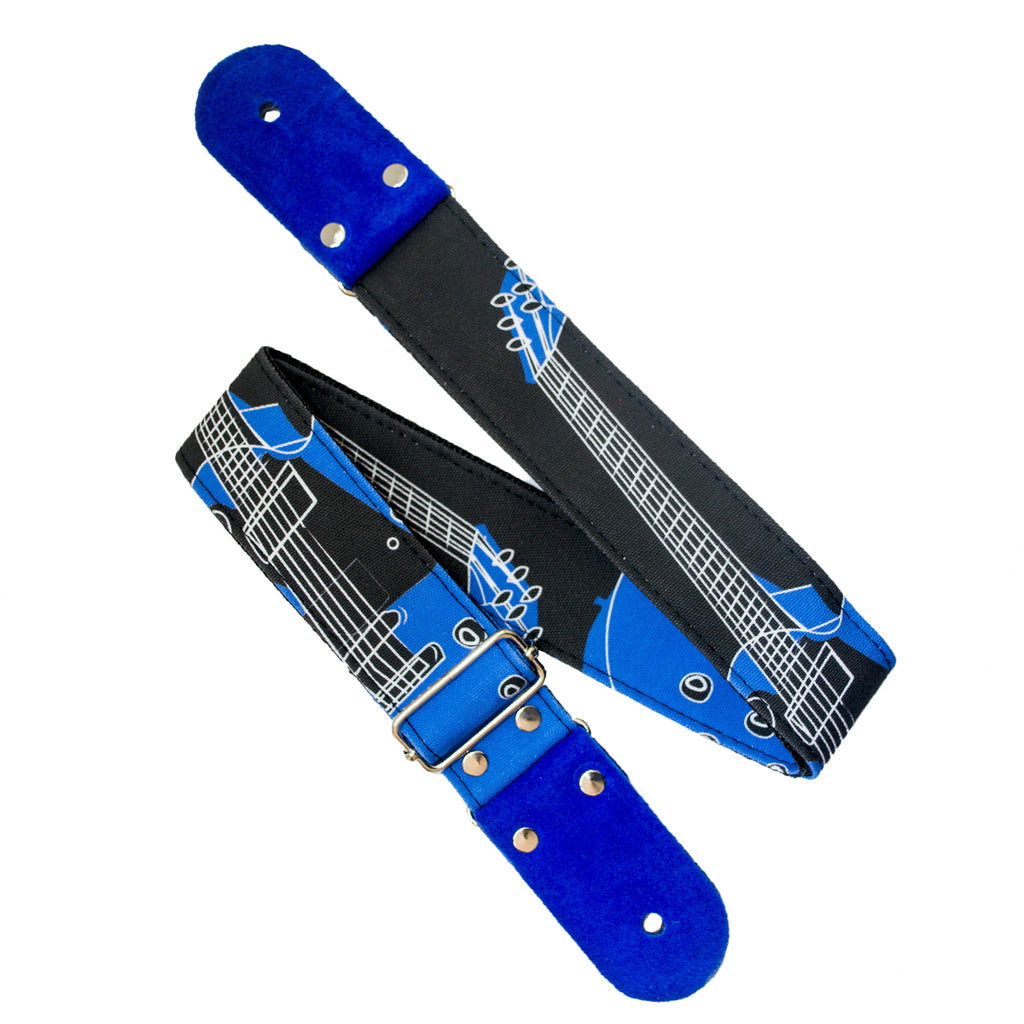 STRAP GUITARRA/BAJO - DISEÑO IMPRESO - STRAP GUITARRA AZUL