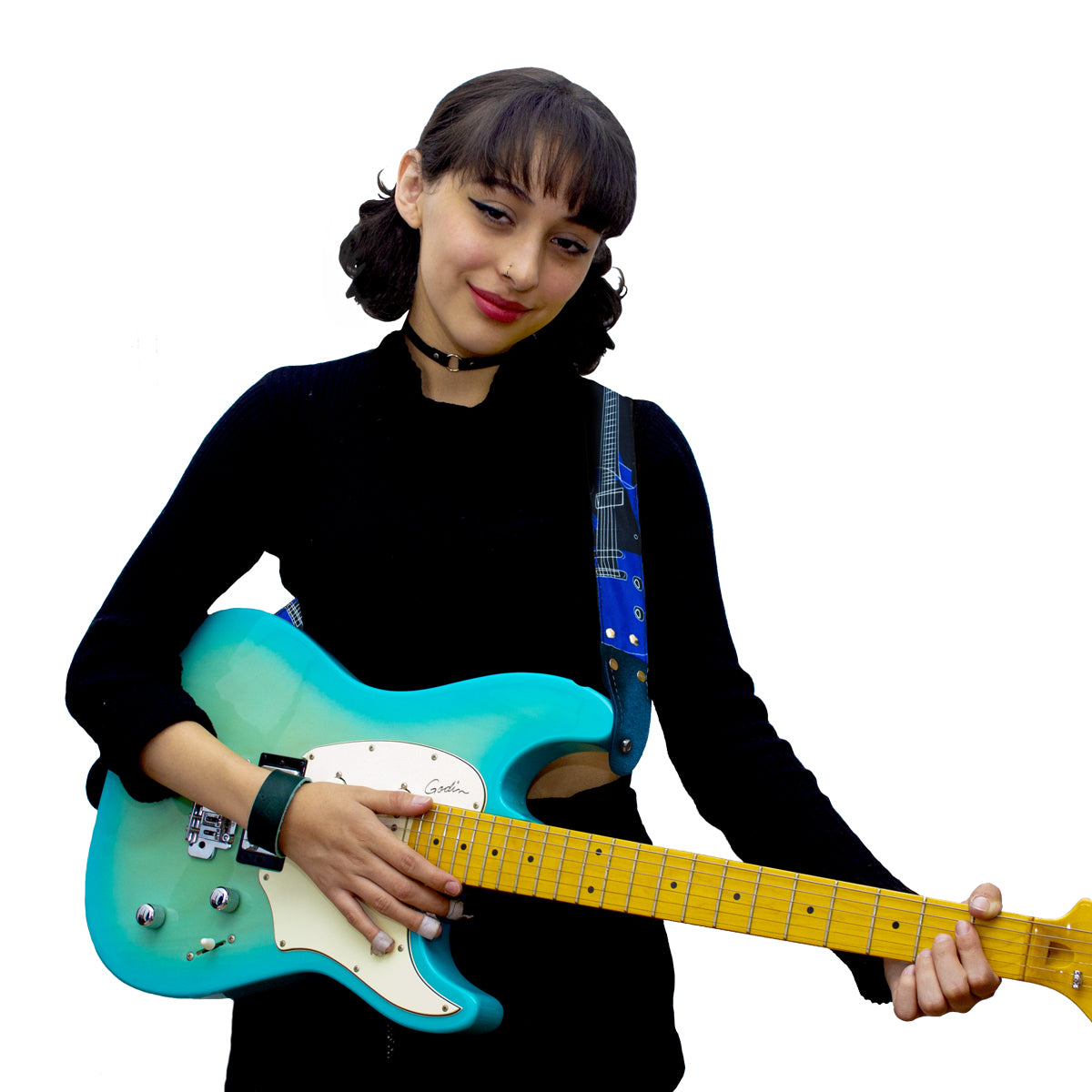 STRAP GUITARRA/BAJO - DISEÑO IMPRESO - STRAP GUITARRA AZUL