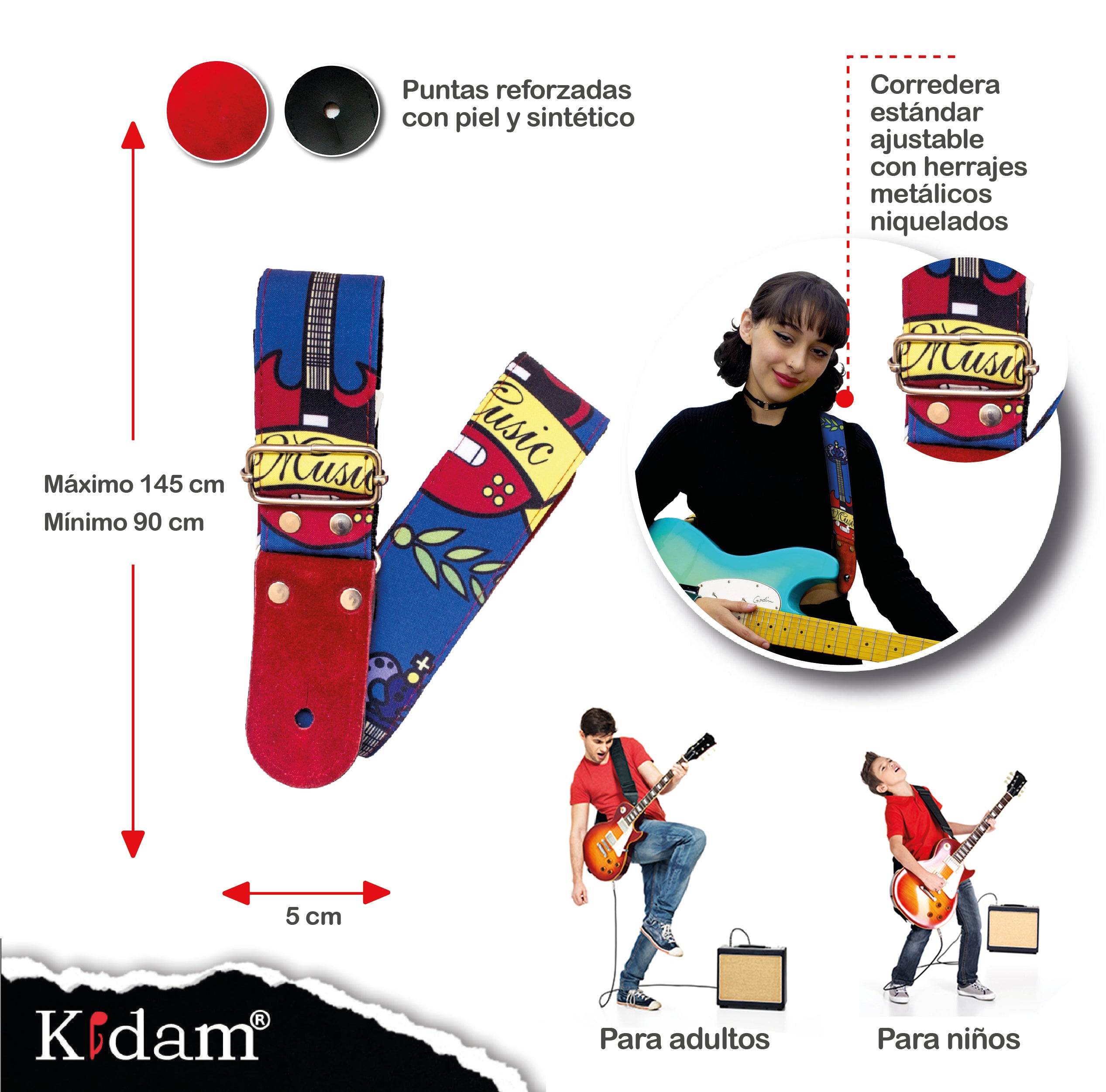 STRAP GUITARRA/BAJO - DISEÑO IMPRESO - STRAP GUITARRA MUSIK