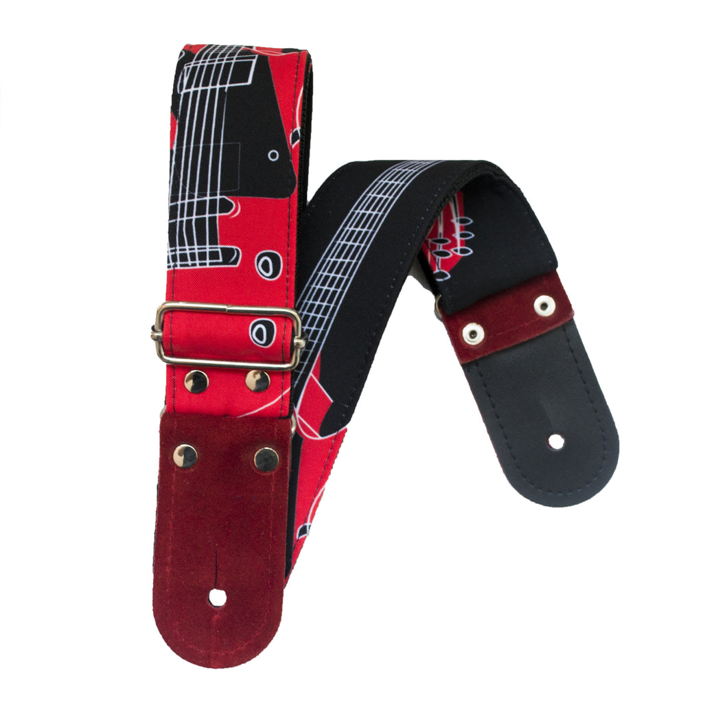 STRAP GUITARRA/BAJO - DISEÑO IMPRESO - STRAP GUITARRA ROJO