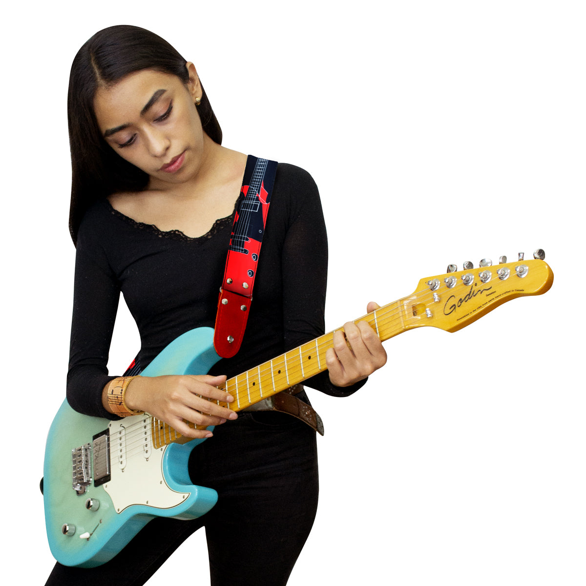 STRAP GUITARRA/BAJO - DISEÑO IMPRESO - STRAP GUITARRA ROJO