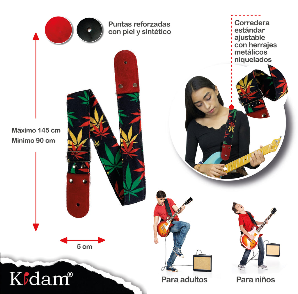 STRAP GUITARRA/BAJO - DISEÑO IMPRESO - STRAP HIERBA