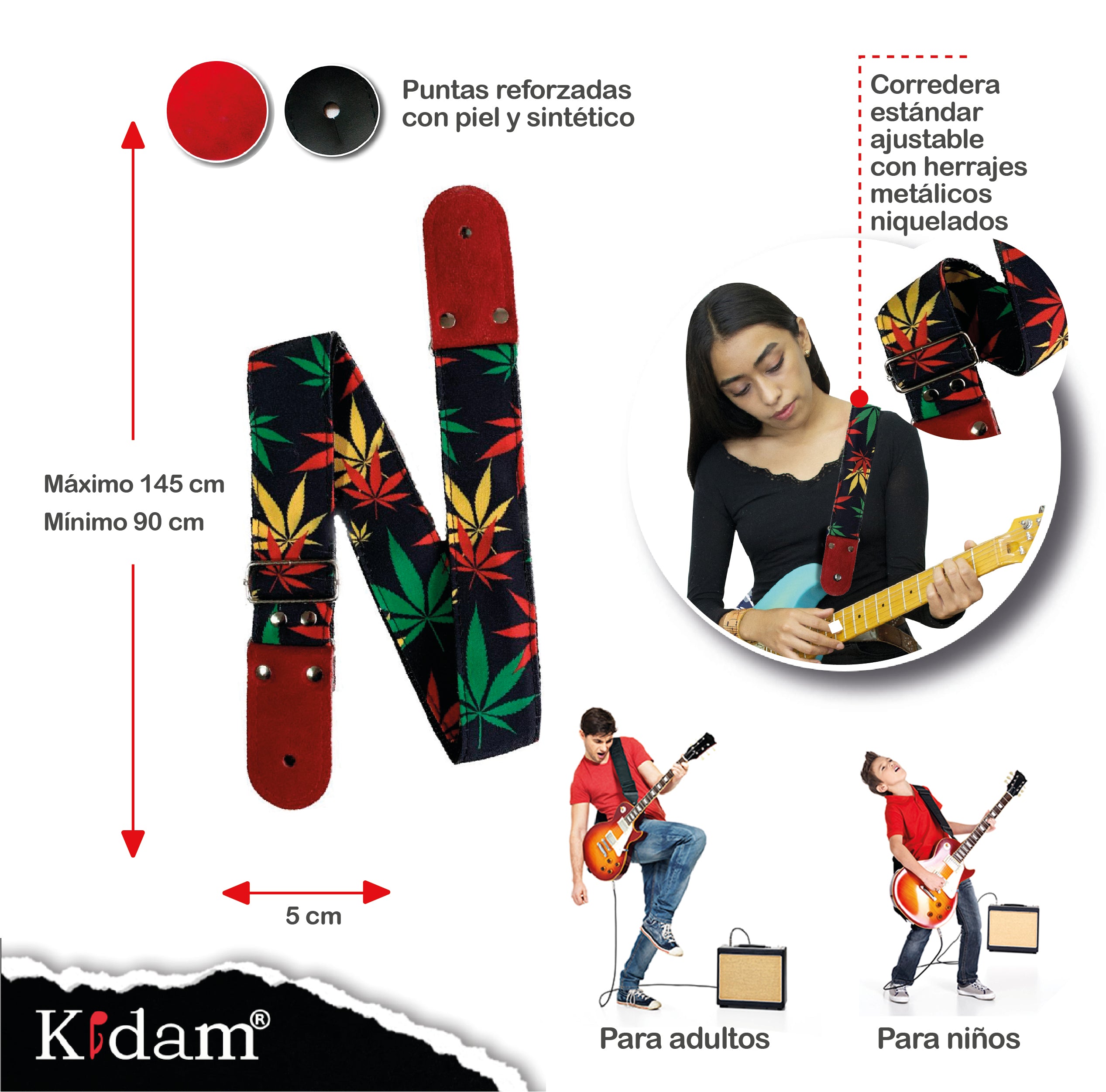 STRAP GUITARRA/BAJO - DISEÑO IMPRESO - STRAP HIERBA