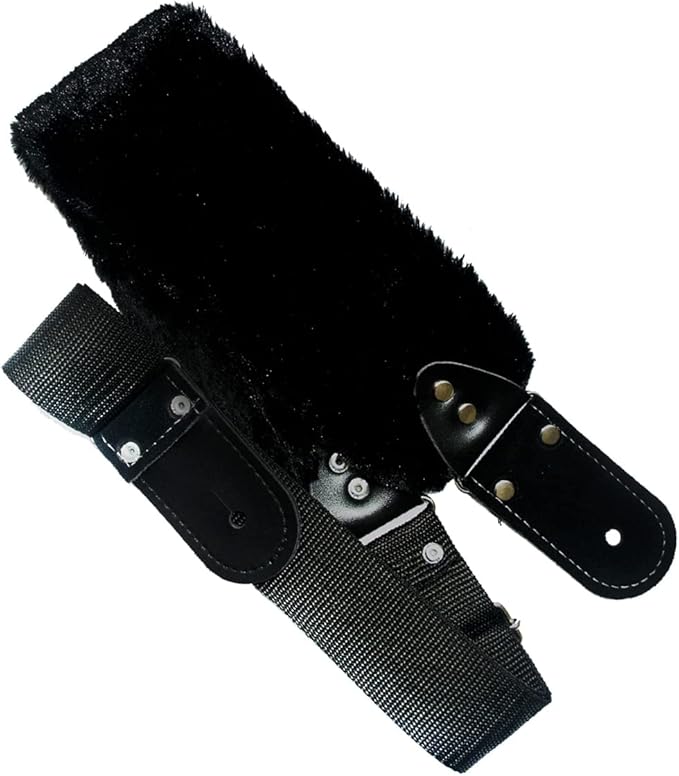 STRAP GUITARRA/BAJO - HOMBRERA DE PELUCHE NEGRO ANCHO