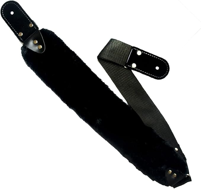 STRAP GUITARRA/BAJO - HOMBRERA DE PELUCHE NEGRO ANCHO