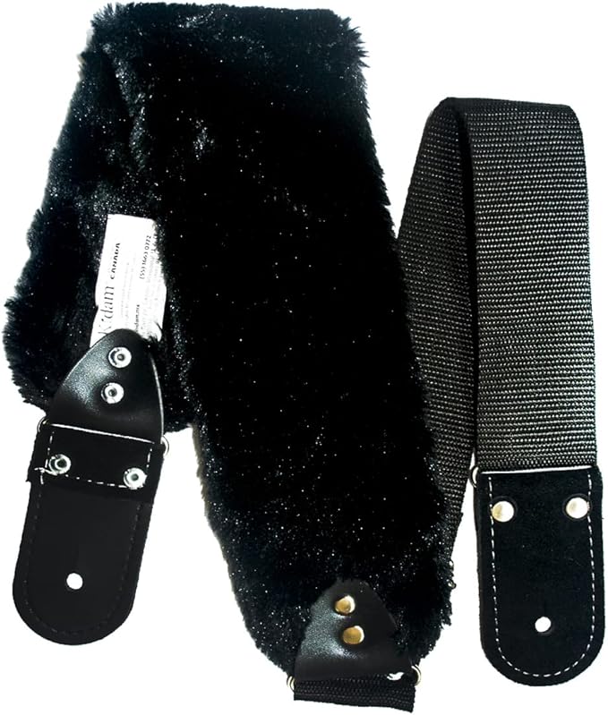 STRAP GUITARRA/BAJO - HOMBRERA DE PELUCHE NEGRO ANCHO