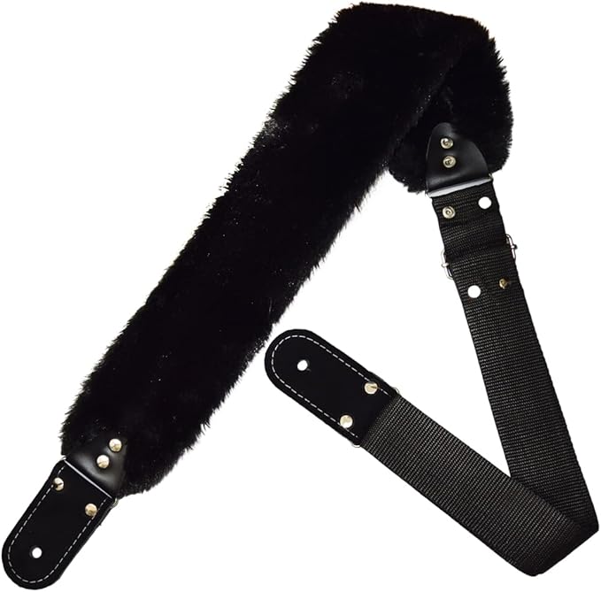 STRAP GUITARRA/BAJO - HOMBRERA DE PELUCHE NEGRO ANCHO