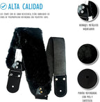 STRAP GUITARRA/BAJO - HOMBRERA DE PELUCHE NEGRO ANCHO