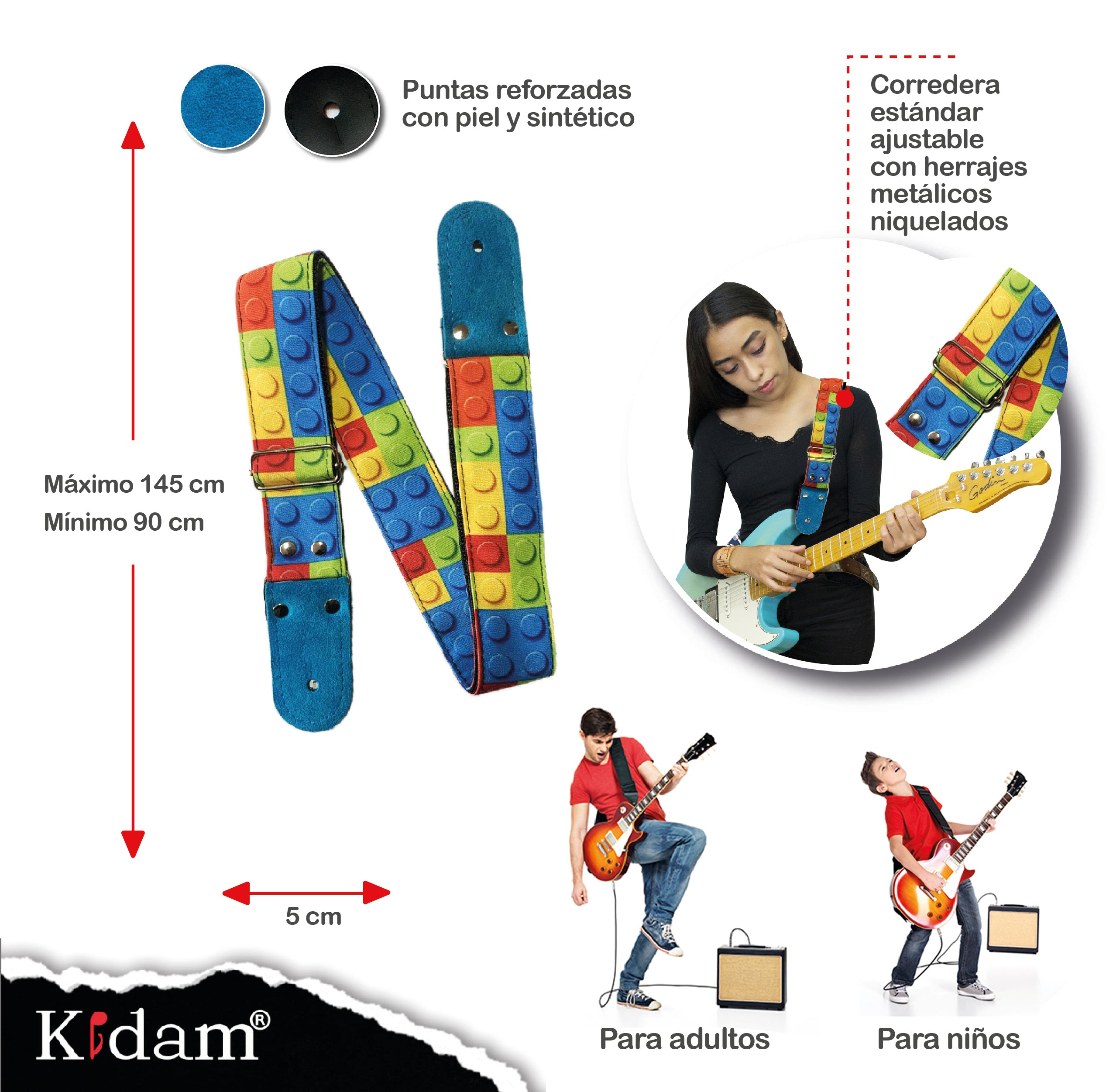 STRAP GUITARRA/BAJO - DISEÑO IMPRESO - STRAP LEGO