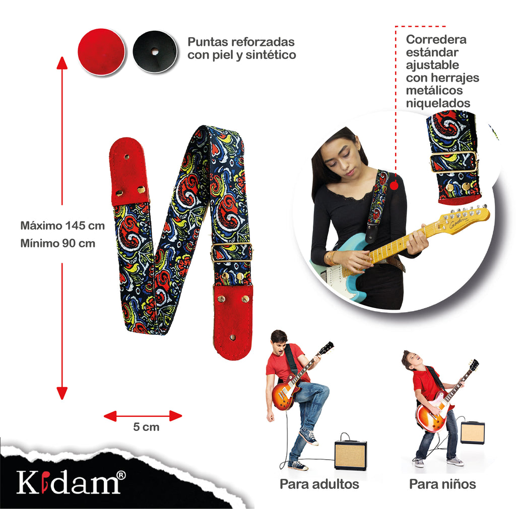 STRAP GUITARRA/BAJO - DISEÑO IMPRESO - STRAP MANCHAS COLORIDAS