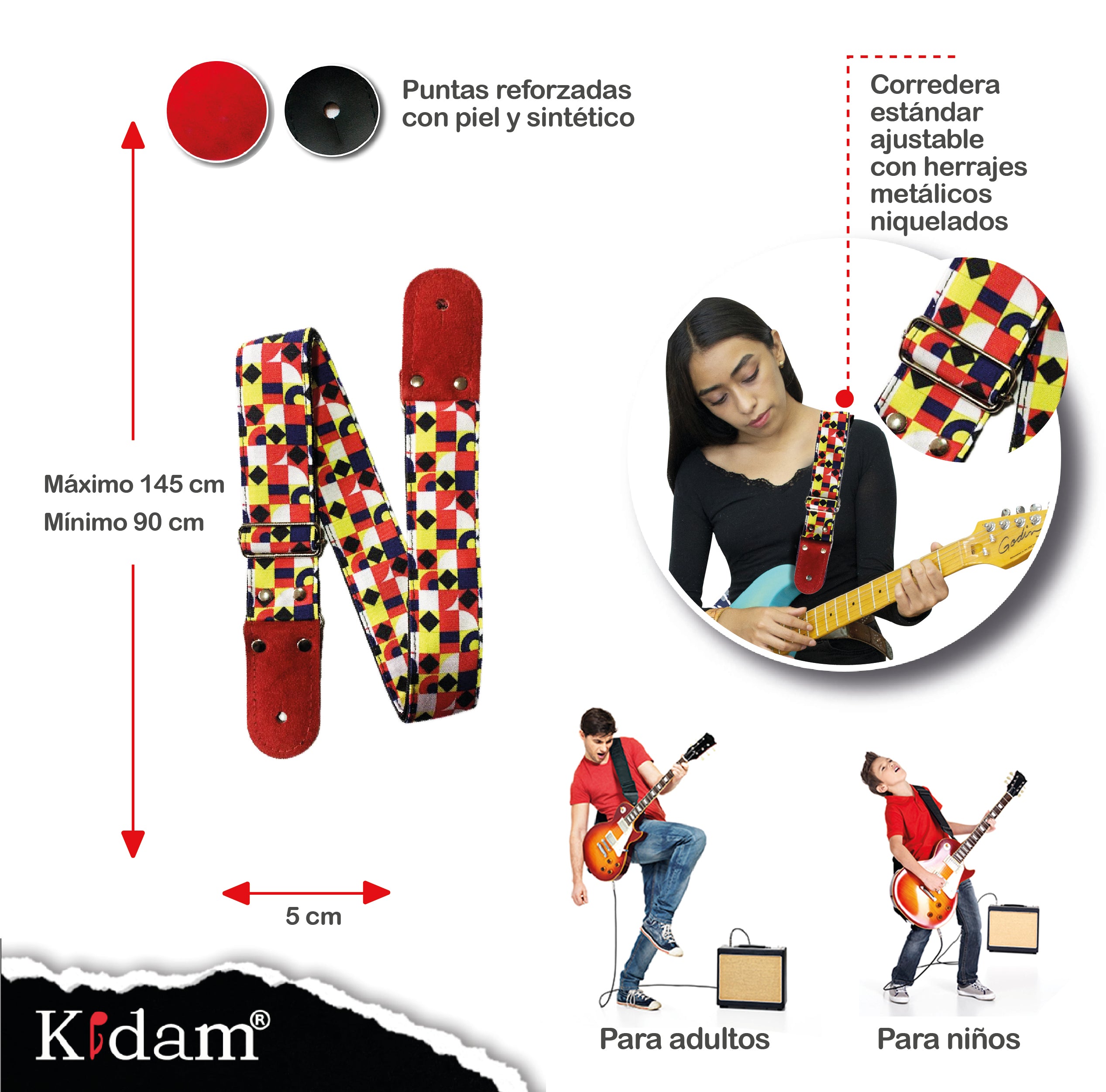 STRAP GUITARRA/BAJO - DISEÑO IMPRESO - STRAP MOSAICO