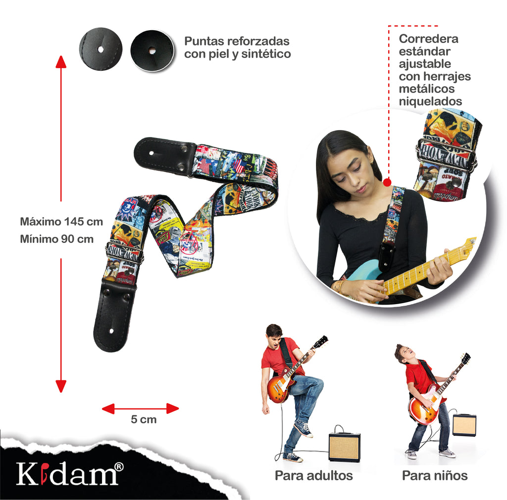 STRAP GUITARRA/BAJO - DISEÑO IMPRESO - STRAP NUEVA YORK COLLAGE