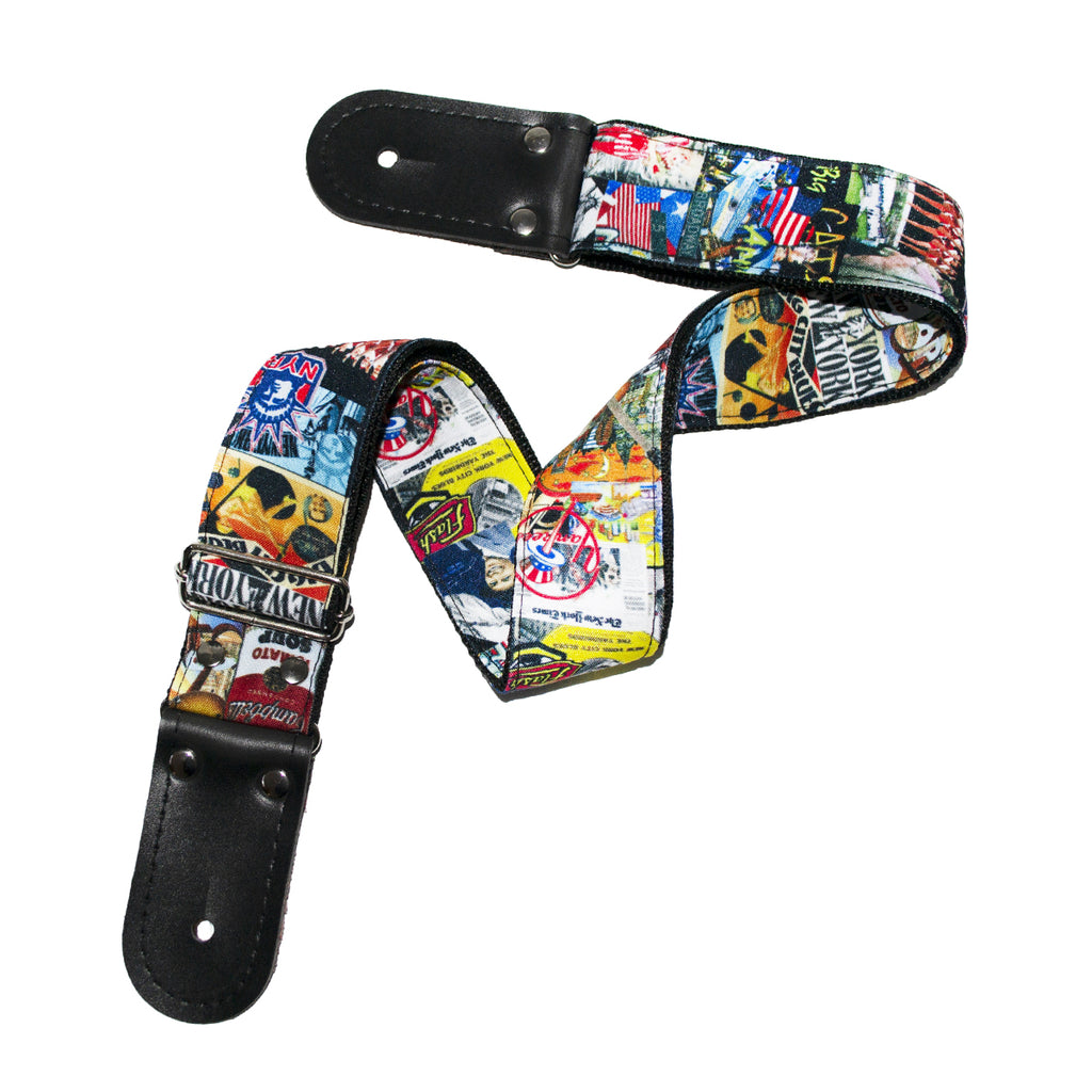 STRAP GUITARRA/BAJO - DISEÑO IMPRESO - STRAP NUEVA YORK COLLAGE