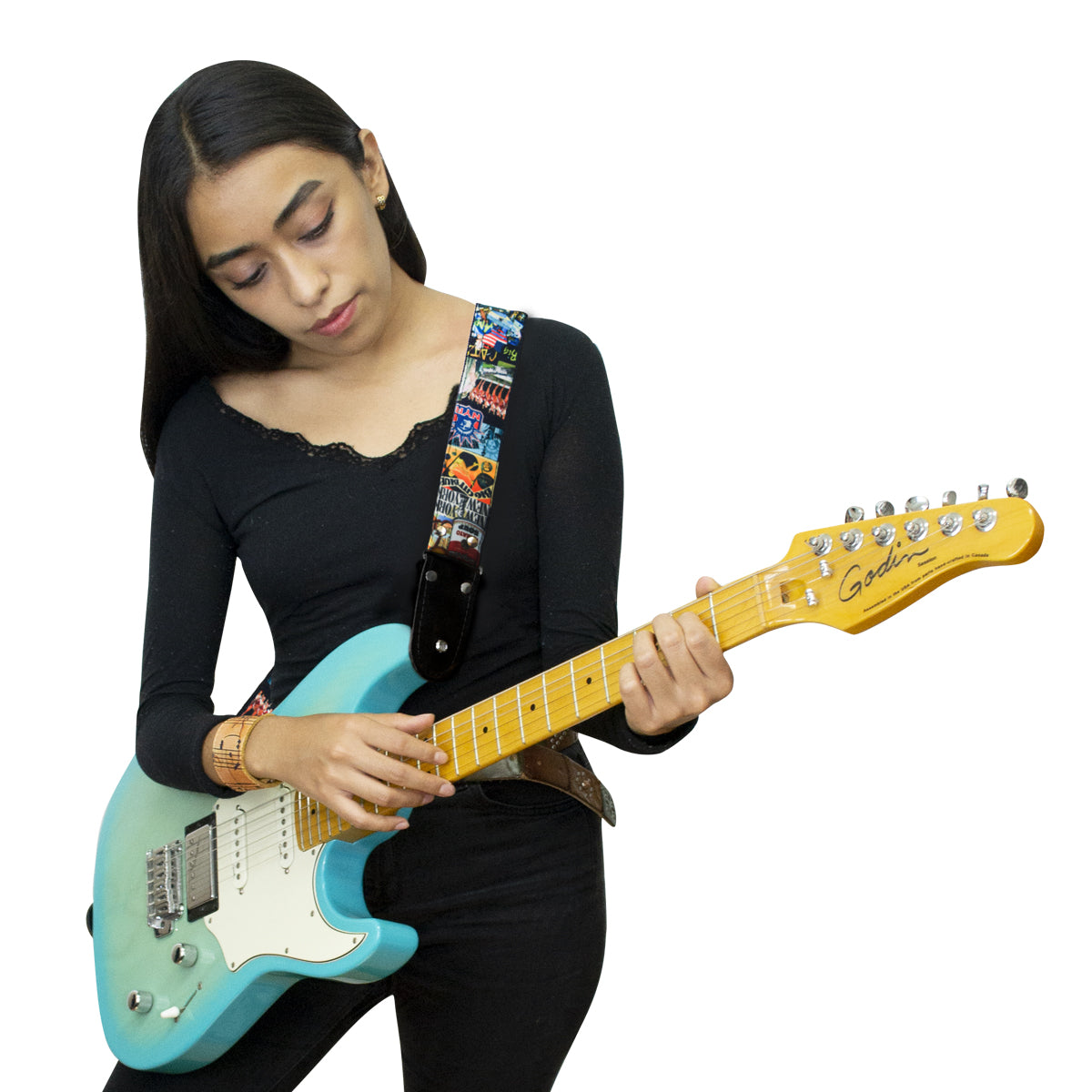 STRAP GUITARRA/BAJO - DISEÑO IMPRESO - STRAP NUEVA YORK COLLAGE