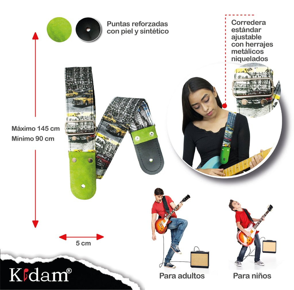 STRAP GUITARRA/BAJO - DISEÑO IMPRESO - STRAP NUEVA YORK DIBUJO