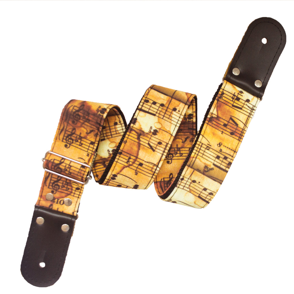 STRAP GUITARRA/BAJO - DISEÑO IMPRESO - STRAP PARTITURA RETRO
