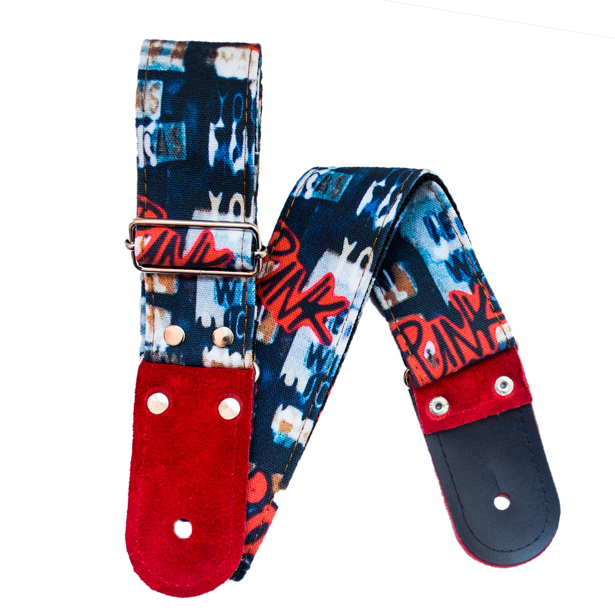 STRAP GUITARRA/BAJO - DISEÑO IMPRESO - STRAP PUNK ROJO