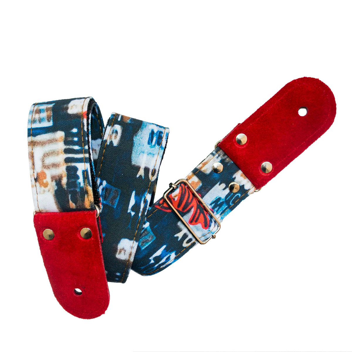 STRAP GUITARRA/BAJO - DISEÑO IMPRESO - STRAP PUNK ROJO