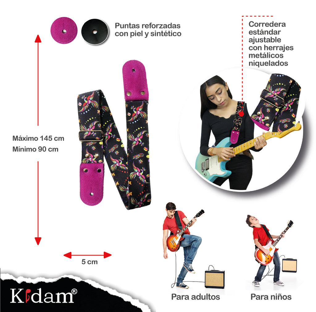 STRAP GUITARRA/BAJO - DISEÑO IMPRESO - STRAP QUETZAL