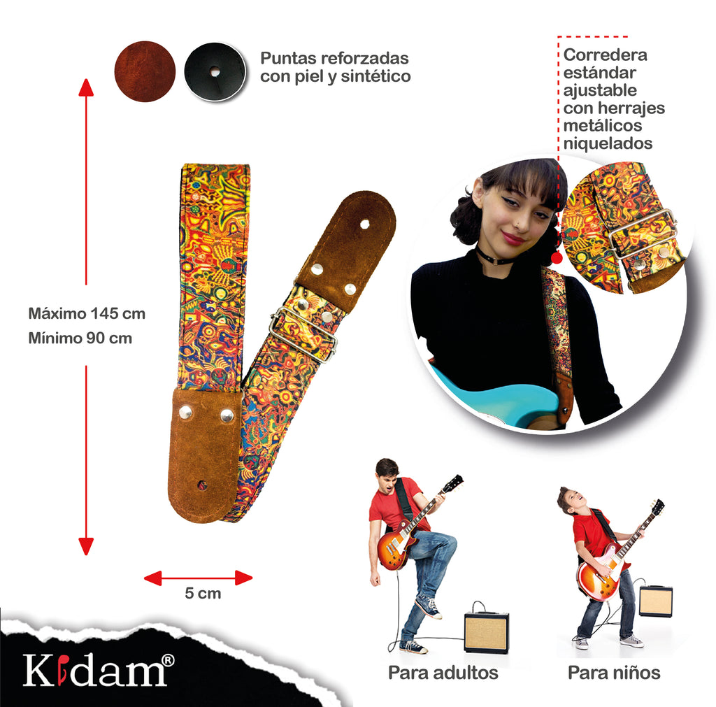 STRAP GUITARRA/BAJO - DISEÑO IMPRESO - STRAP TRIBIAL SEPIA