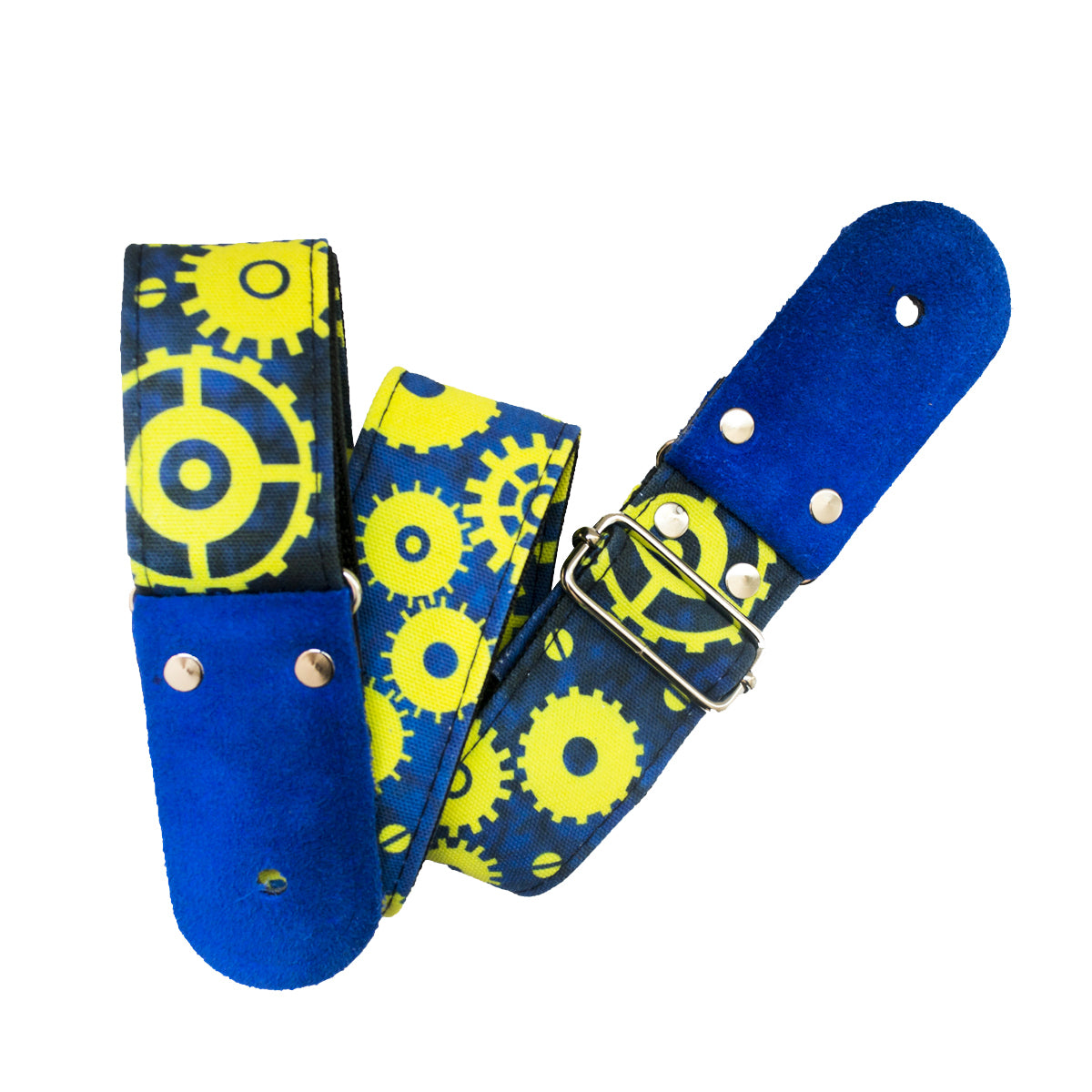 STRAP GUITARRA/BAJO - DISEÑO IMPRESO - STRAP TUERCAS AZUL