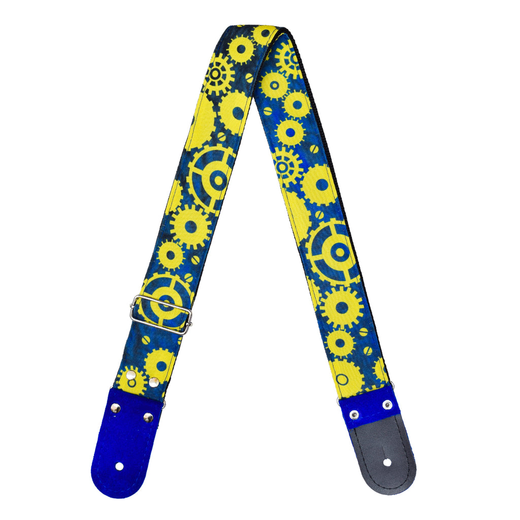 STRAP GUITARRA/BAJO - DISEÑO IMPRESO - STRAP TUERCAS AZUL