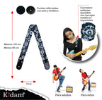 STRAP GUITARRA/BAJO - DISEÑO IMPRESO - STRAP TUERCAS NEGRO