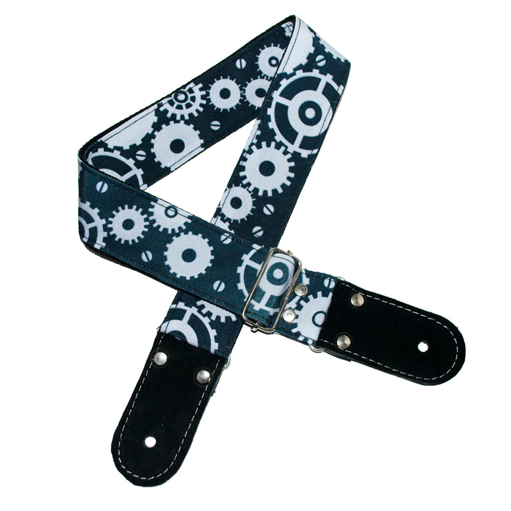 STRAP GUITARRA/BAJO - DISEÑO IMPRESO - STRAP TUERCAS NEGRO