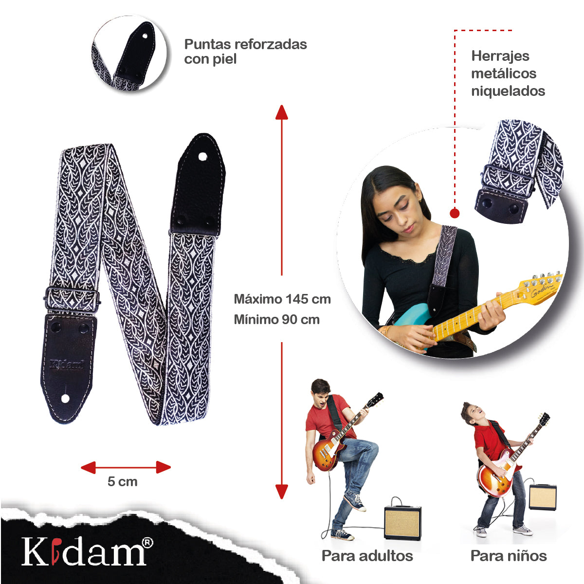 STRAP GUITARRA/BAJO - VIBORA PLATEADA