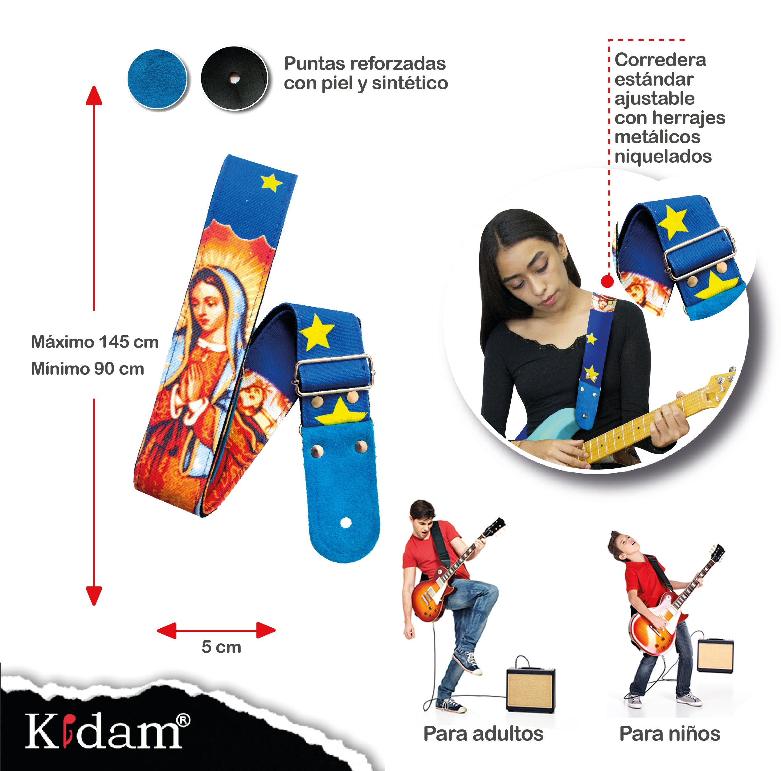 STRAP GUITARRA/BAJO - DISEÑO IMPRESO - STRAP VIRGEN