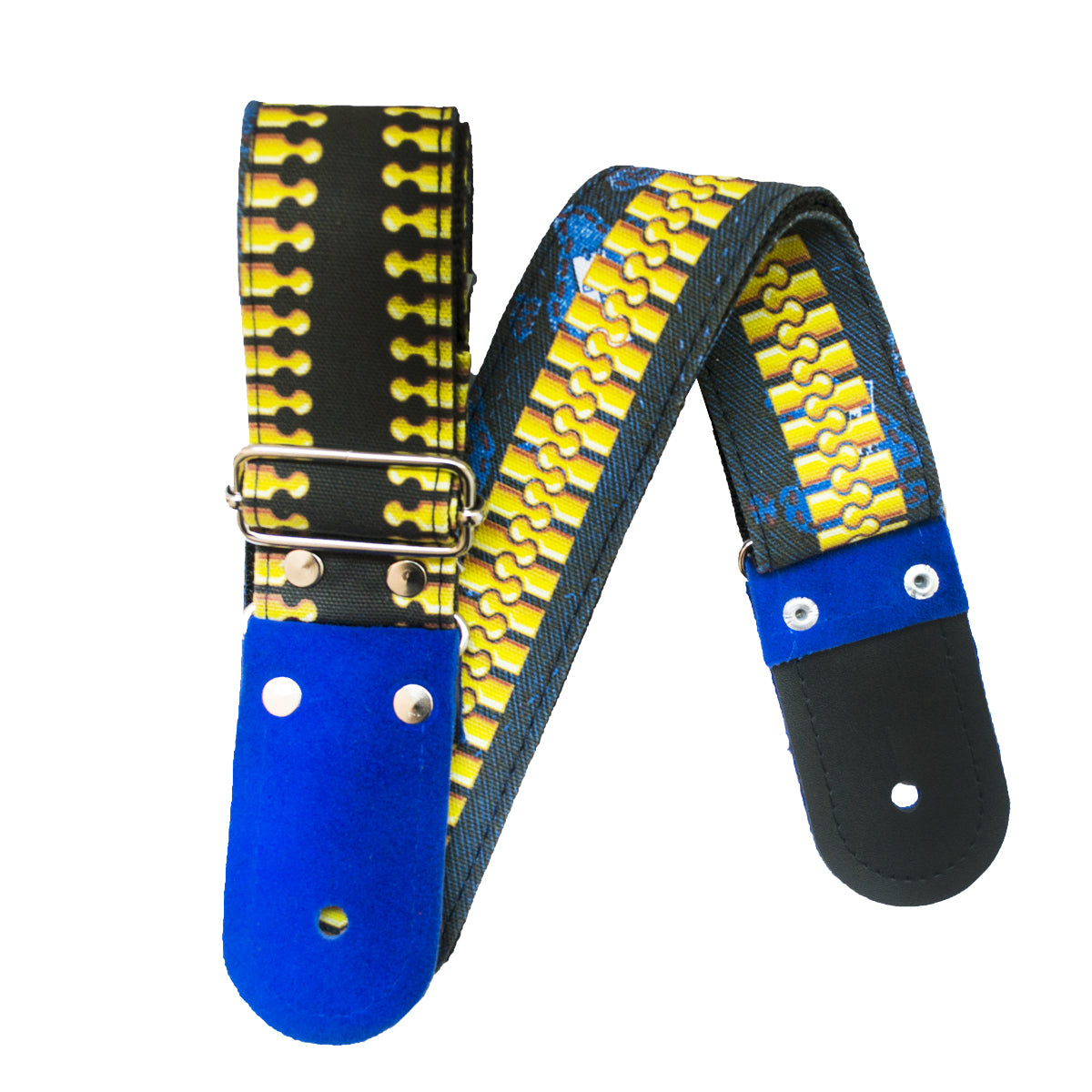 STRAP GUITARRA/BAJO - DISEÑO IMPRESO - STRAP ZIPPER AZUL