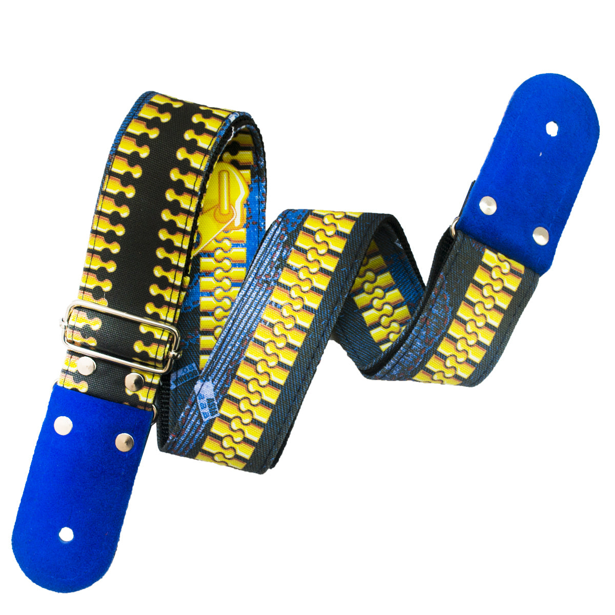 STRAP GUITARRA/BAJO - DISEÑO IMPRESO - STRAP ZIPPER AZUL