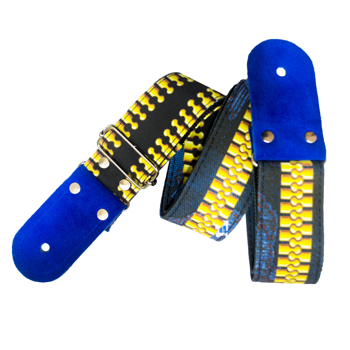 STRAP GUITARRA/BAJO - DISEÑO IMPRESO - STRAP ZIPPER AZUL