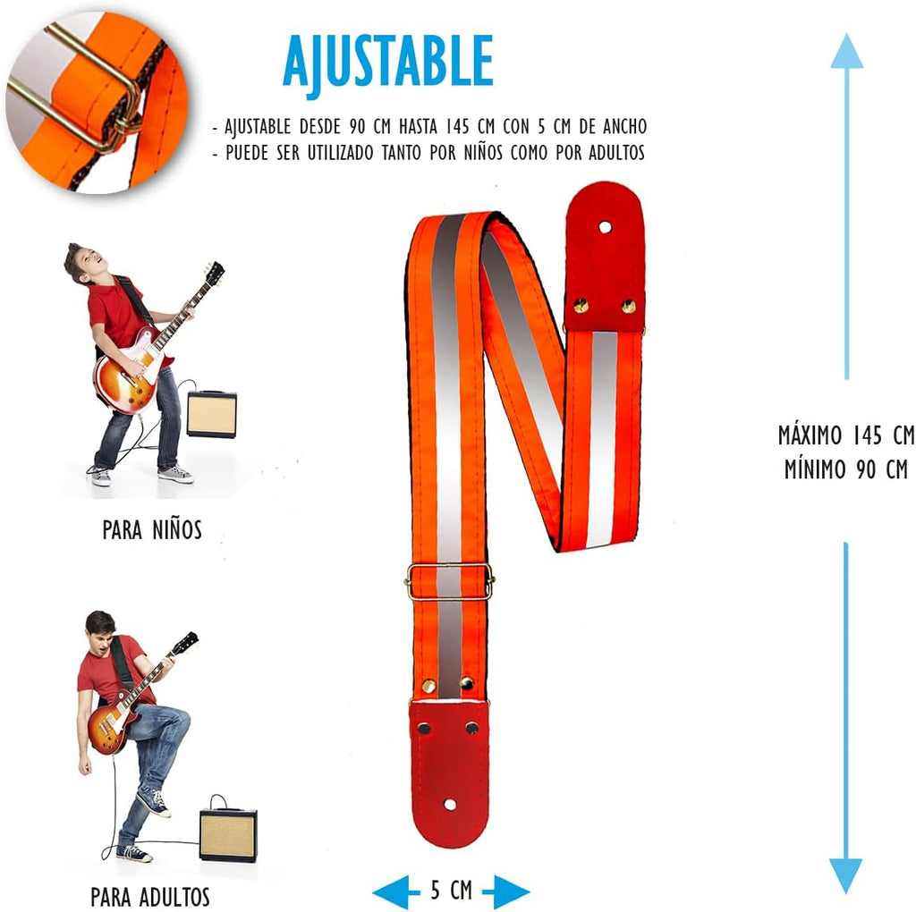 STRAP GUITARRA/BAJO - NEON NARANJA
