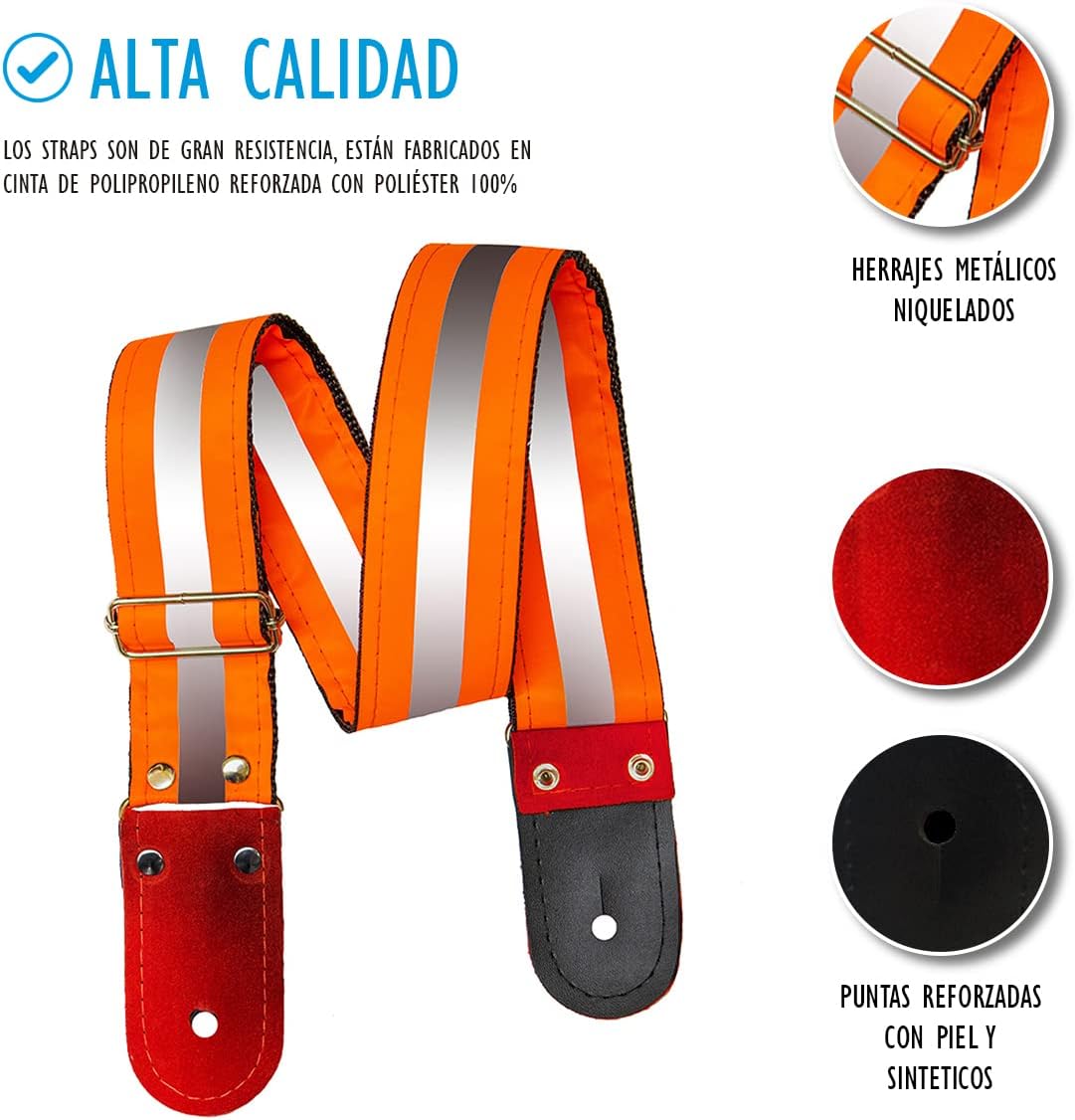 STRAP GUITARRA/BAJO - NEON NARANJA