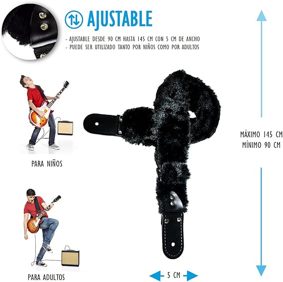 STRAP GUITARRA/BAJO - PELUCHE NEGRO