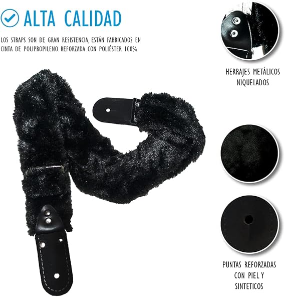 STRAP GUITARRA/BAJO - PELUCHE NEGRO