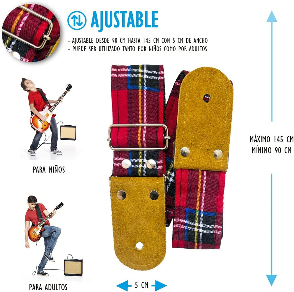 STRAP GUITARRA/BAJO - ESCOCES ROJO