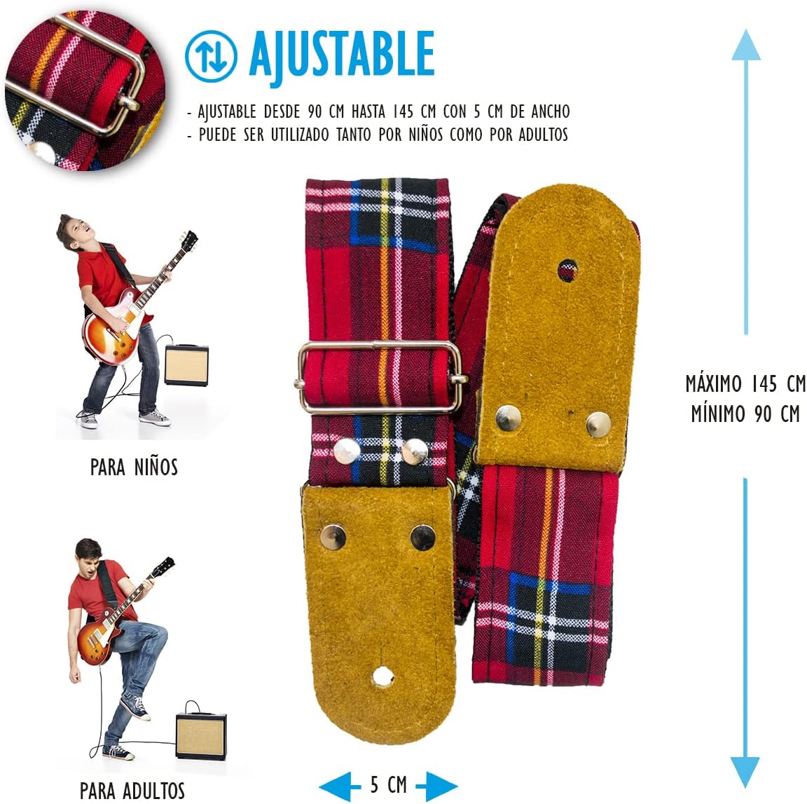 STRAP GUITARRA/BAJO - ESCOCES ROJO