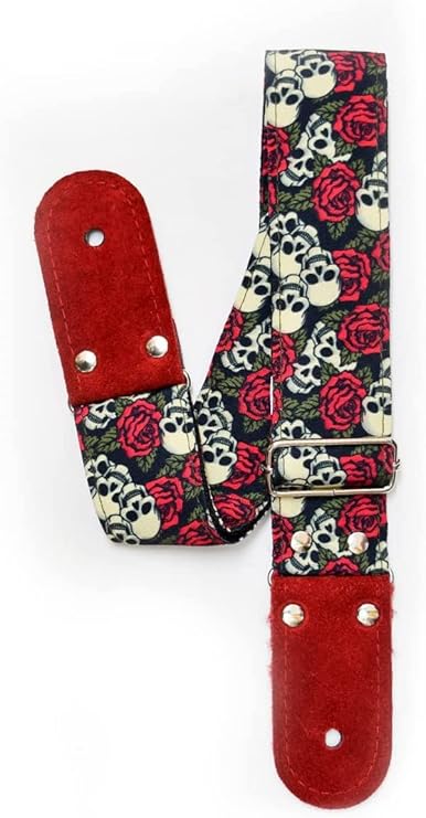 STRAP GUITARRA/BAJO - CALAVERAS Y ROSAS