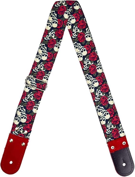 STRAP GUITARRA/BAJO - CALAVERAS Y ROSAS