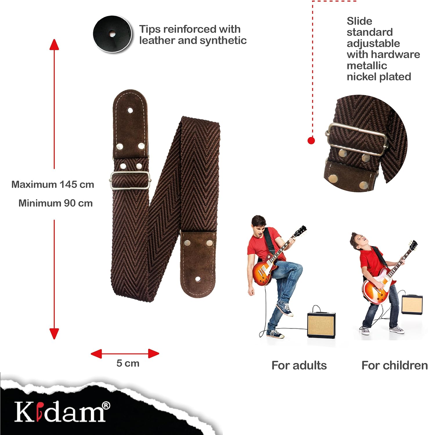 STRAP GUITARRA/BAJO - CINTA ESPINOZETA CAFÉ
